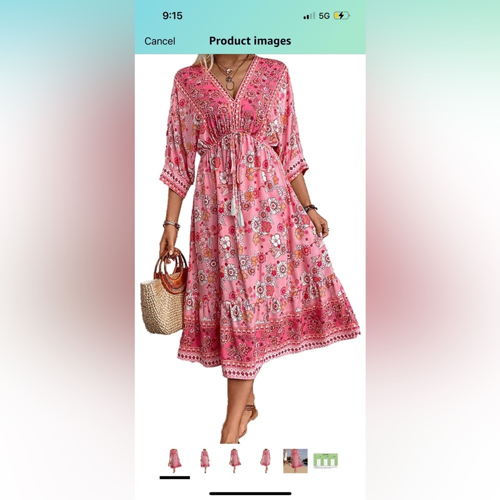Boho Dresses for Women Summer Flowy Midi Dress